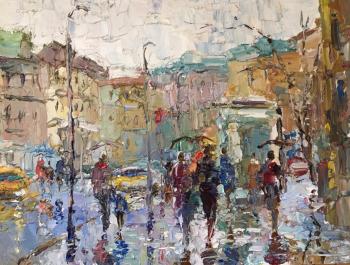 Rain on Pokrovka Street (Maria Gavlina Paintings). Gavlina Mariya