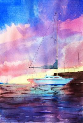 Sunset sailboat. Gayvoronskaya Elena