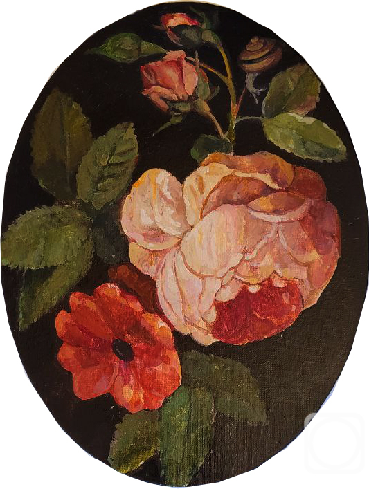 Zelinskaya Ilona. Roses, gerberas and snail