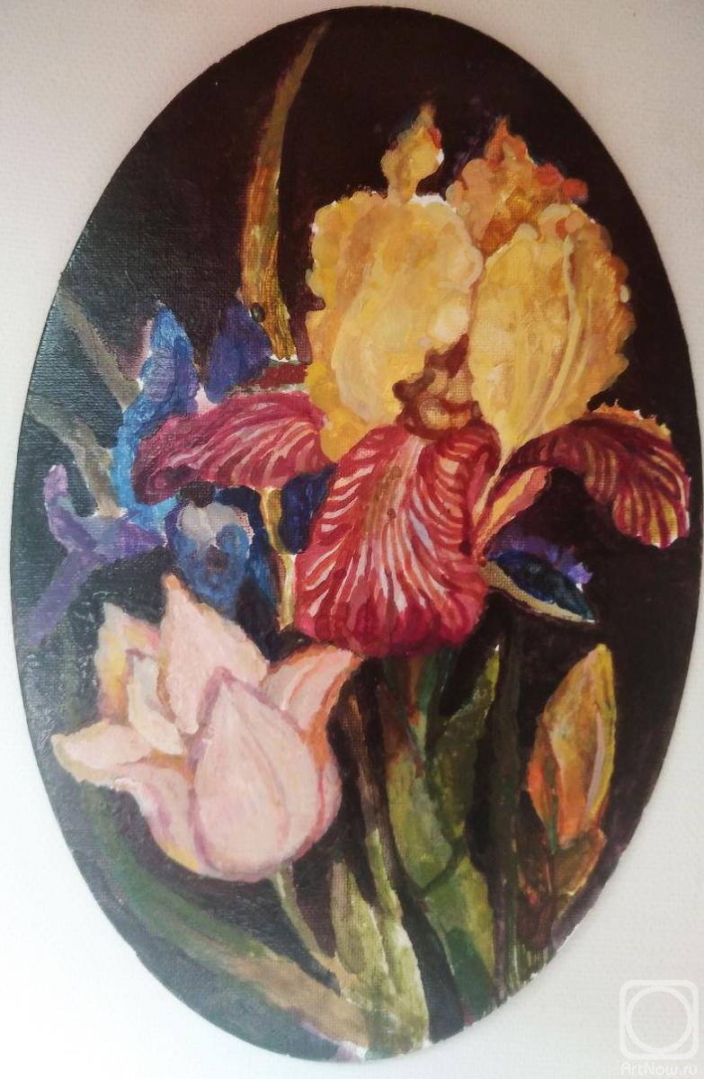 Zelinskaya Ilona. Yellow iris and tulip
