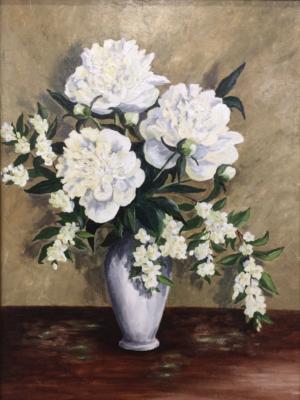 White bouquet with peonies and jasmine. Kirilina Nadezhda