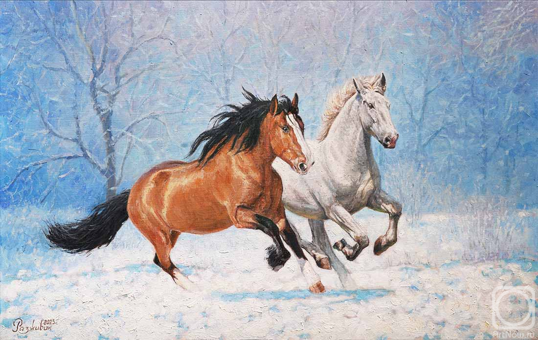 Razzhivin Igor. The horses are rushing fast through the first snow