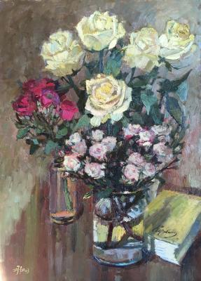 Roses in a vase are my inspiration (Oil Painting Rose). Norloguyanova Arina