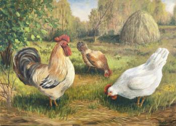 Chickens (Rustic Landscape With Chickens). Kirilina Nadezhda