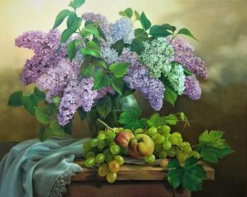 Still life with lilac and fruit. Bochkaryov Dmitriy