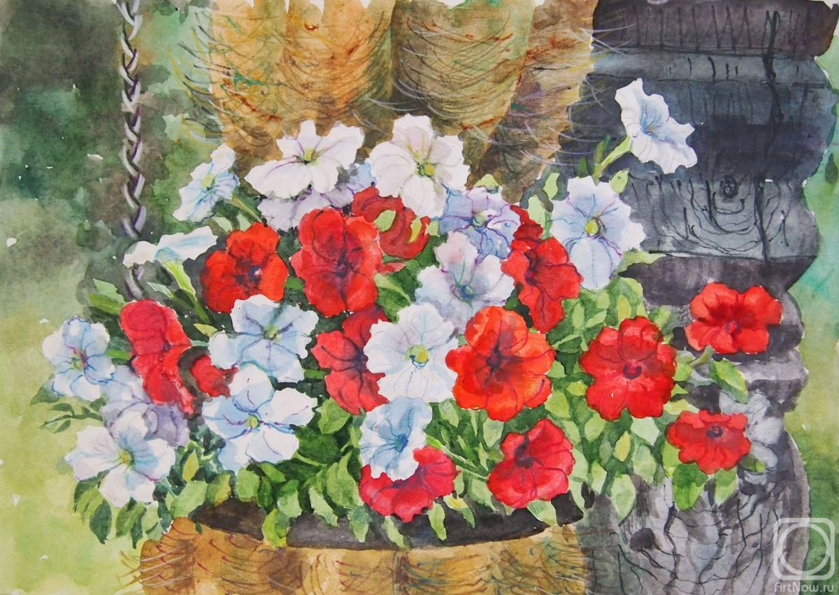 Markova Tatyana. Primroses in a flowerpot