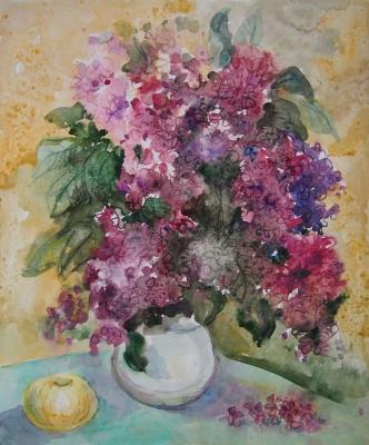 Lilac in a white vase (Watercolor On Wet). Markova Tatyana
