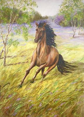 Spring morning (Painting With A Horse). Kirilina Nadezhda