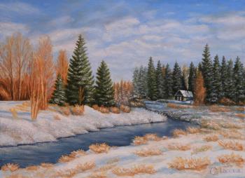 Winter. A house in the forest