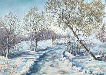 Painting Winter landscape. In Mozalovo.. Kirilina Nadezhda