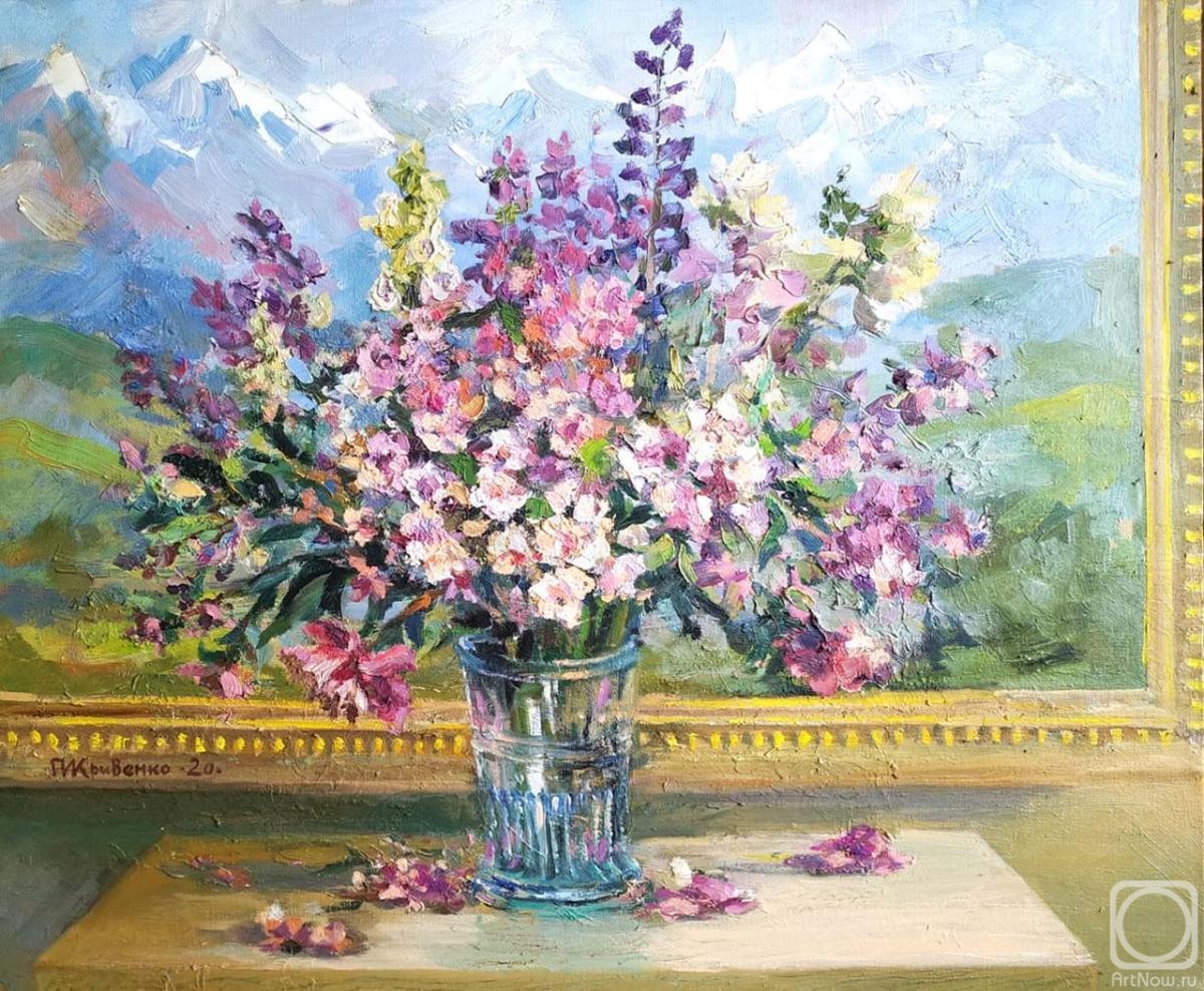 Krivenko Peter. Flowers on the background of the painting