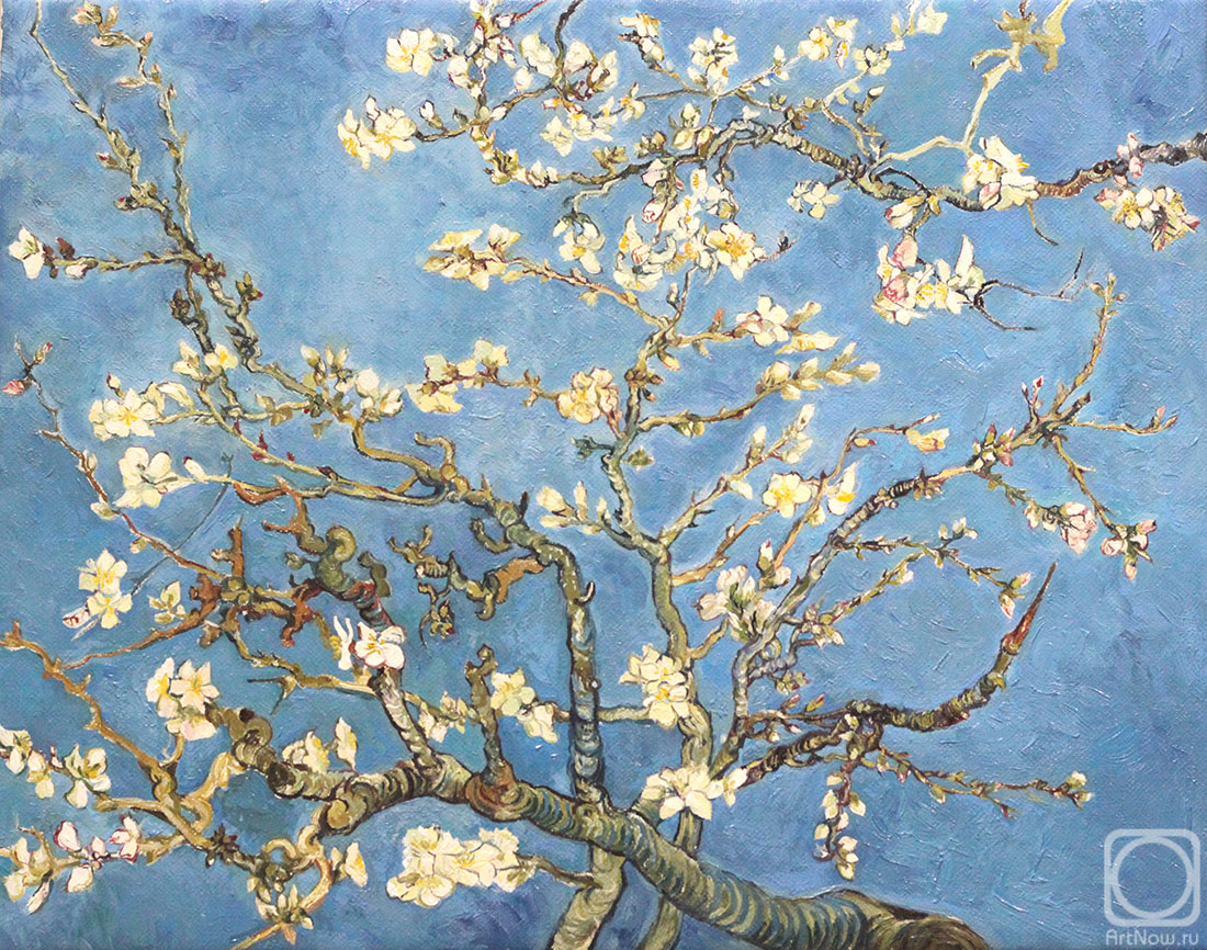Tyutina-Zaykova Ekaterina. Flowering branches of almonds. Van Gogh. Copy