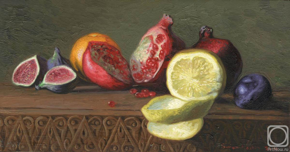 Kozhin Simon. Still life with lemon and pomegranate