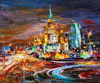 Evening view of the hotel Ukraine and Moscow-City. Rodries Jose