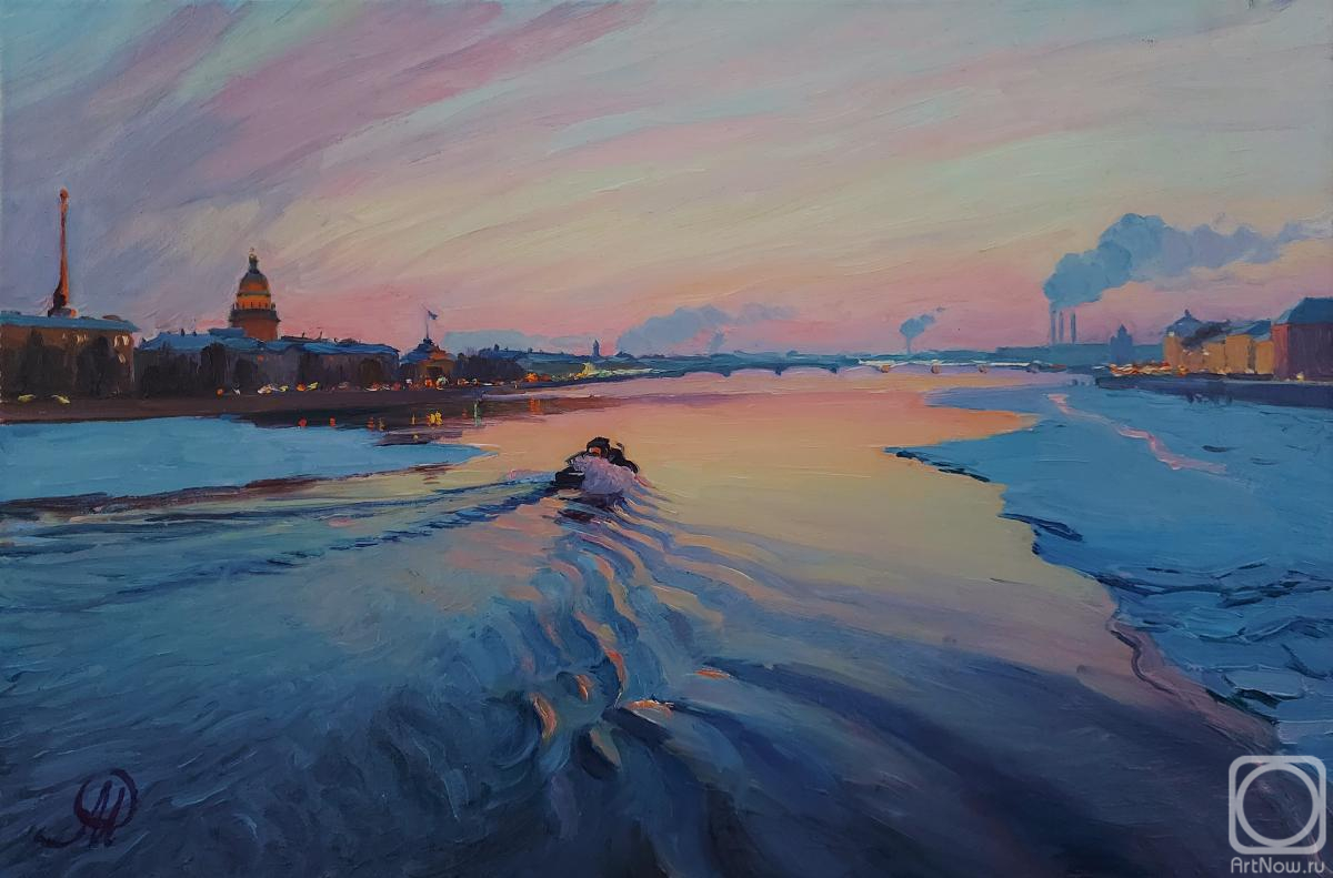Melnikov Aleksandr. Winter evening over the Neva
