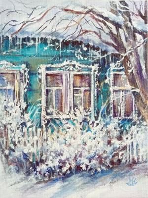 Winter landscape with small house. Kozlova Mariya