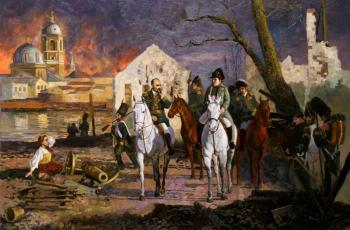 Napoleon Bonaparte was in burning Moscow. 1812 (Patriotic War). Kozhin Simon