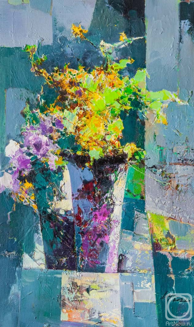 Gomes Liya. Bouquet with orchids in the style of impressionism