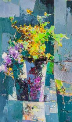 Bouquet with orchids in the style of impressionism. Gomes Liya