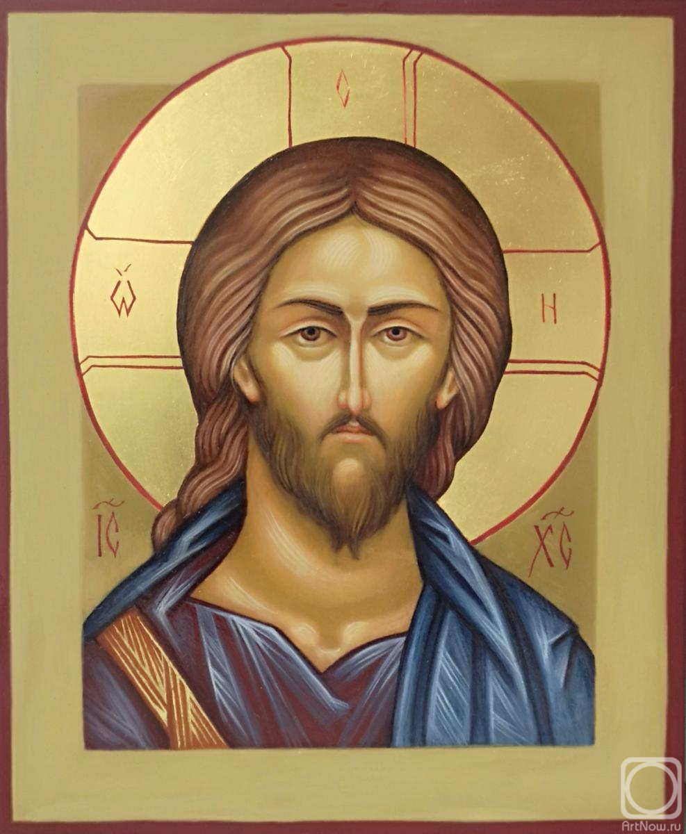 Zhuravleva Tatyana. Icon Jesus Christ Pantokrator. Painted egg tempera on wood panel with gold leaf