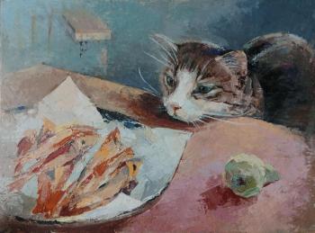 Cat and small fish. Noskova Lyudmila
