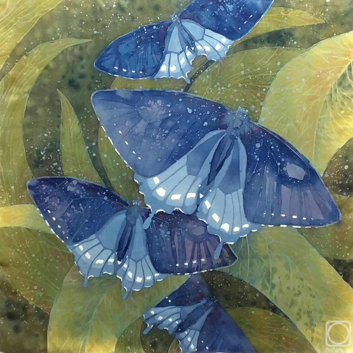 Grebennikova Lyudmila. Neckerchief "Blue moths"