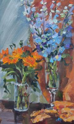 Calendula and Delphinium. Mihaylenko Alina
