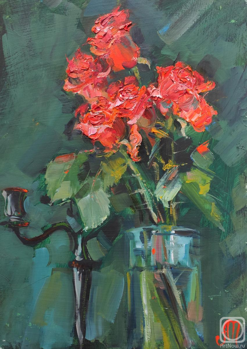 Mihaylenko Alina. Roses on green