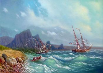 A free copy based on the work of I. Aivazovsky (Masts Of Ships). Kulagin Oleg