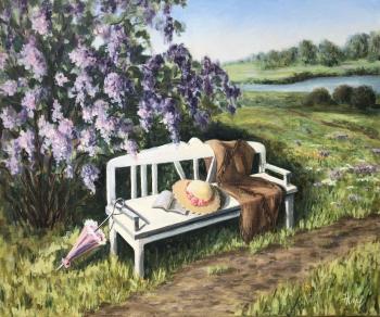 Favorite bench (Landscape With A Lilac). Kirilina Nadezhda