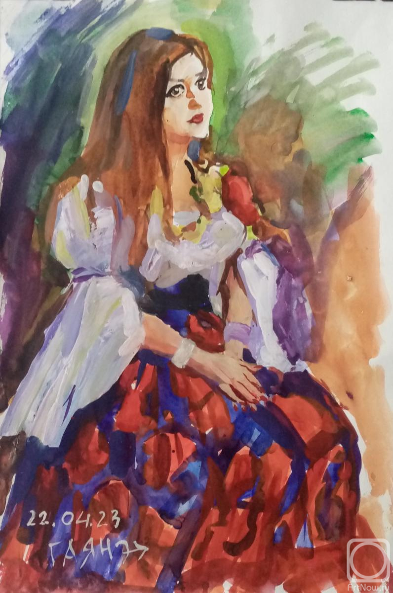 Dobrovolskaya Gayane. Girl in a gypsy costume, from nature