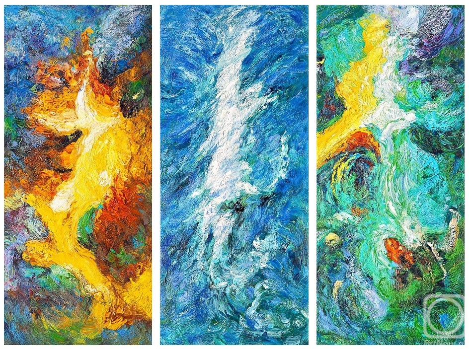 Vevers Christina. Three elements. Fire, water, earth. Triptych