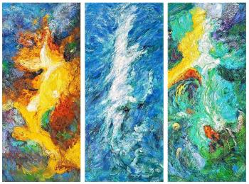 Three elements. Fire, water, earth. Triptych