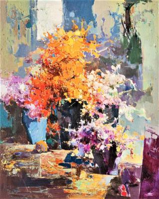 Composition with flowers in the style of impressionism. Gomes Liya