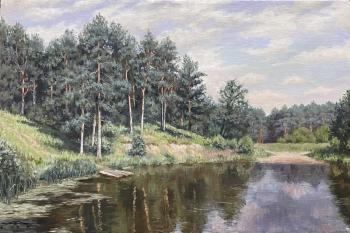 Pines by the lake (A Painting As A Gift To The Boss). Akimova Margarita