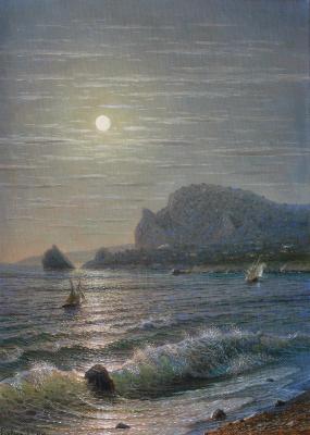 Night, The waves, Moon. Goryachev Aleksandr
