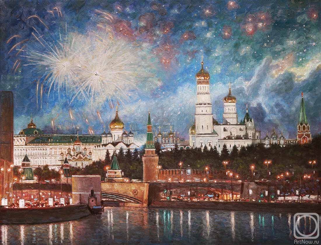 Razzhivin Igor. Fireworks are booming over festive Moscow