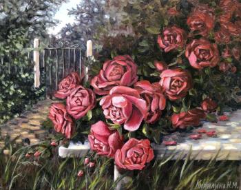 Roses in the garden (Red Roses Painting). Kirilina Nadezhda