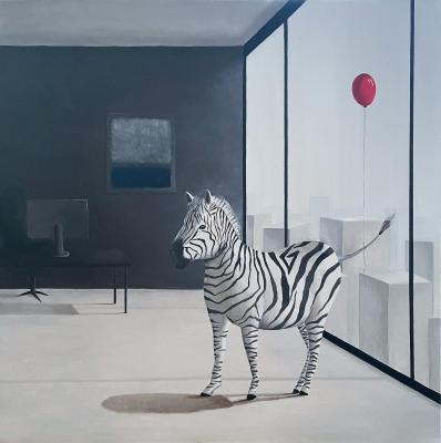 Zebra in an office. Alekseeva Svetlana