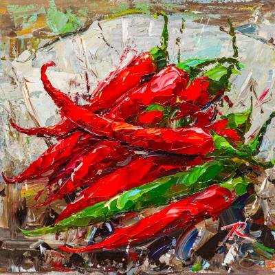 Still life with hot peppers