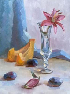 Lily in a glass, author's oil painting (Plum Wall Art). Scherilya Svetlana