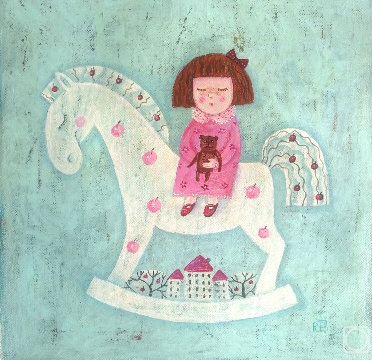 Razina Elena. On a horse as a child