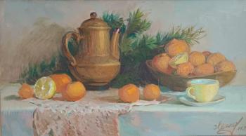 Still life with mandarines and oranges. Miheev Aleksandr