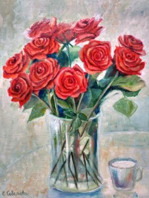 Roses and milk (A White Mug). Savelyeva Elena
