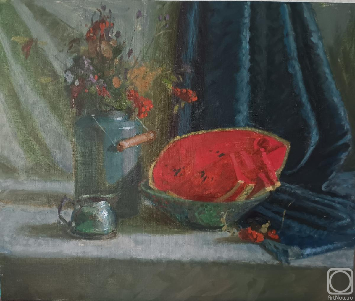 Miheev Aleksandr. Still life with watermelon and rowan