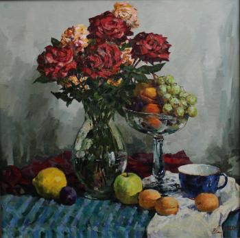 Still-life with the frutis (roses and fruits). Malykh Evgeny