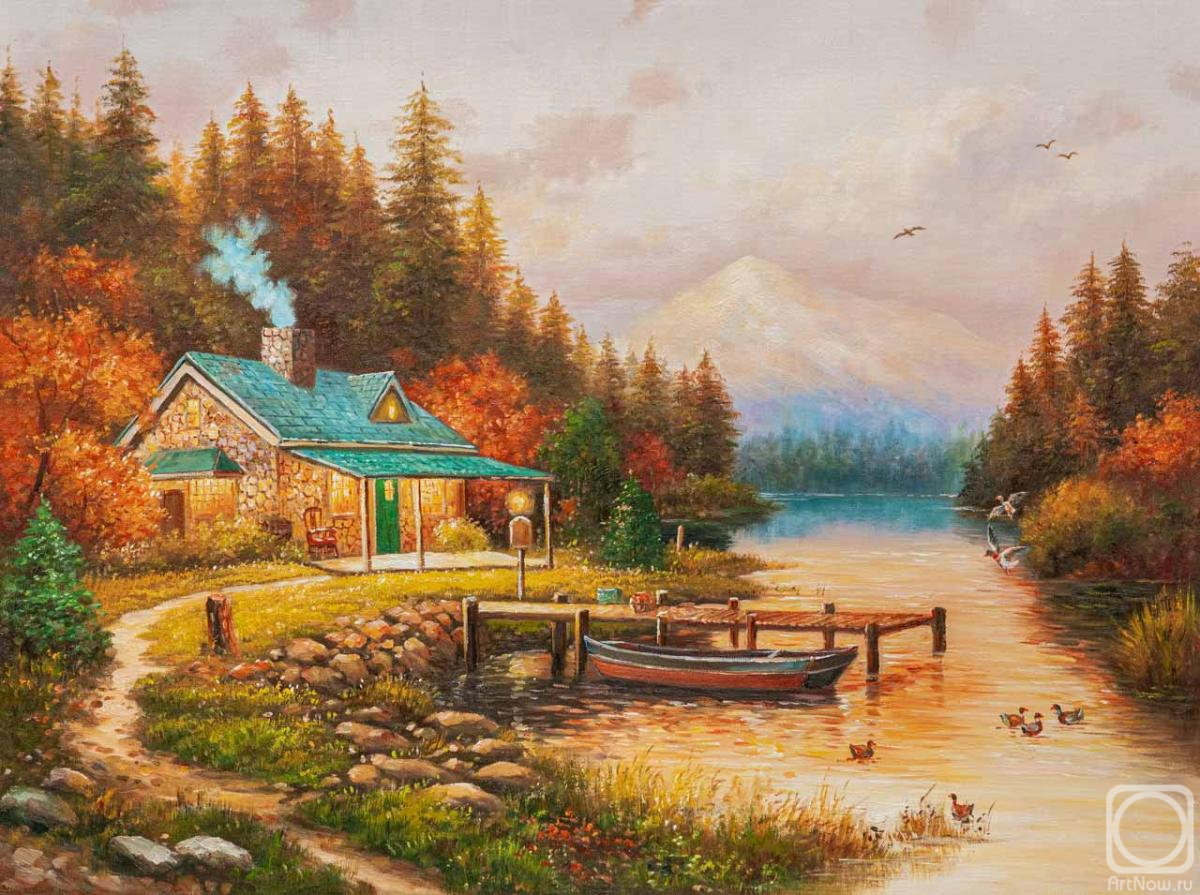 Romm Alexandr. A copy of Thomas Kinkade's painting *The end of a perfect day*