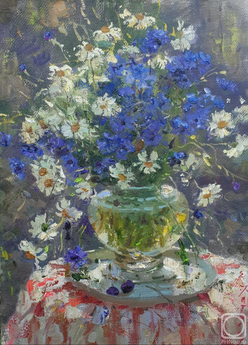 Fetisov Evgeniy. June. Cornflowers and daisies