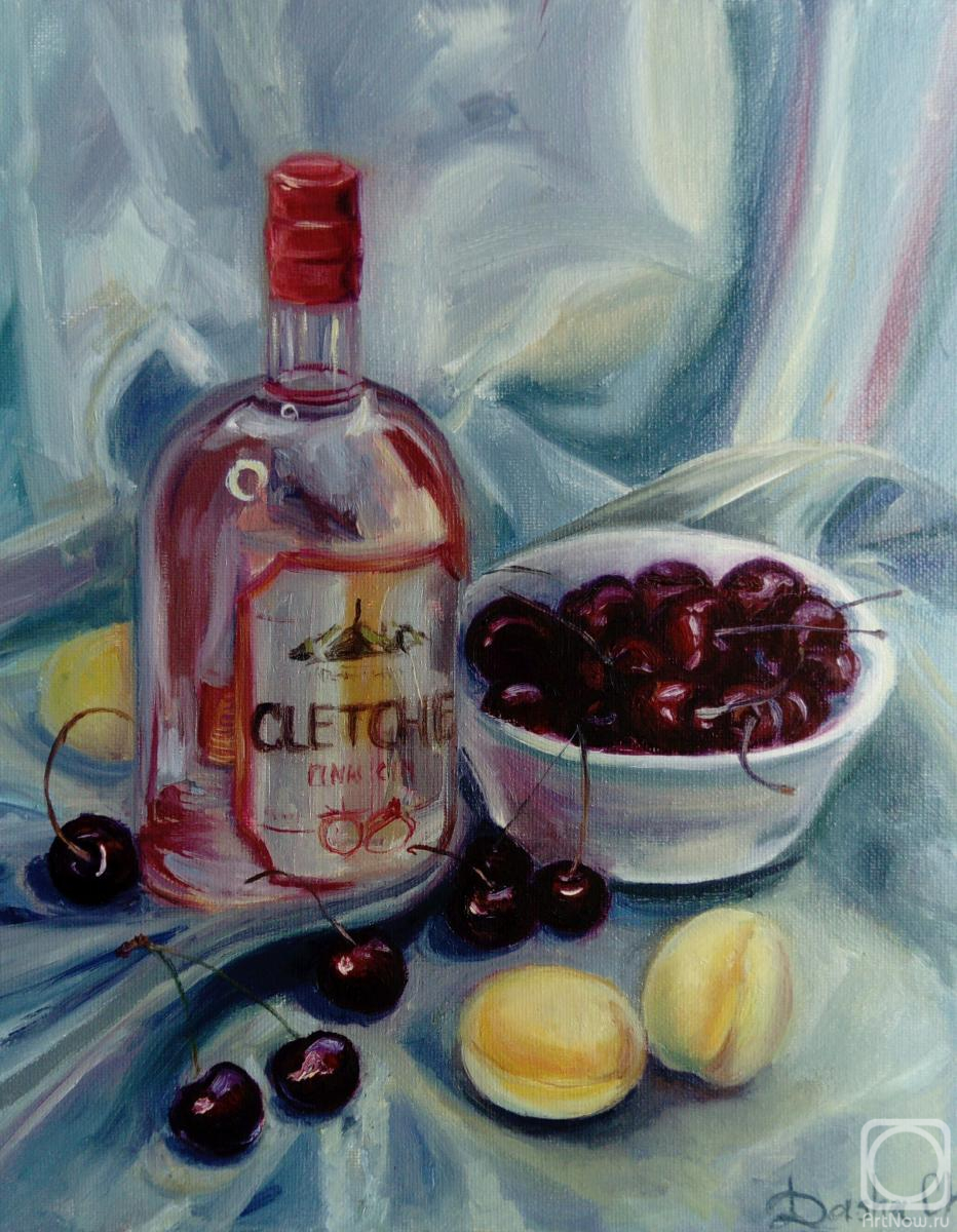 Chernousova Darya. The still life painting with the pink bottle #1