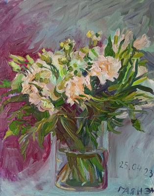 Carnations and roses, bouquet in a vase